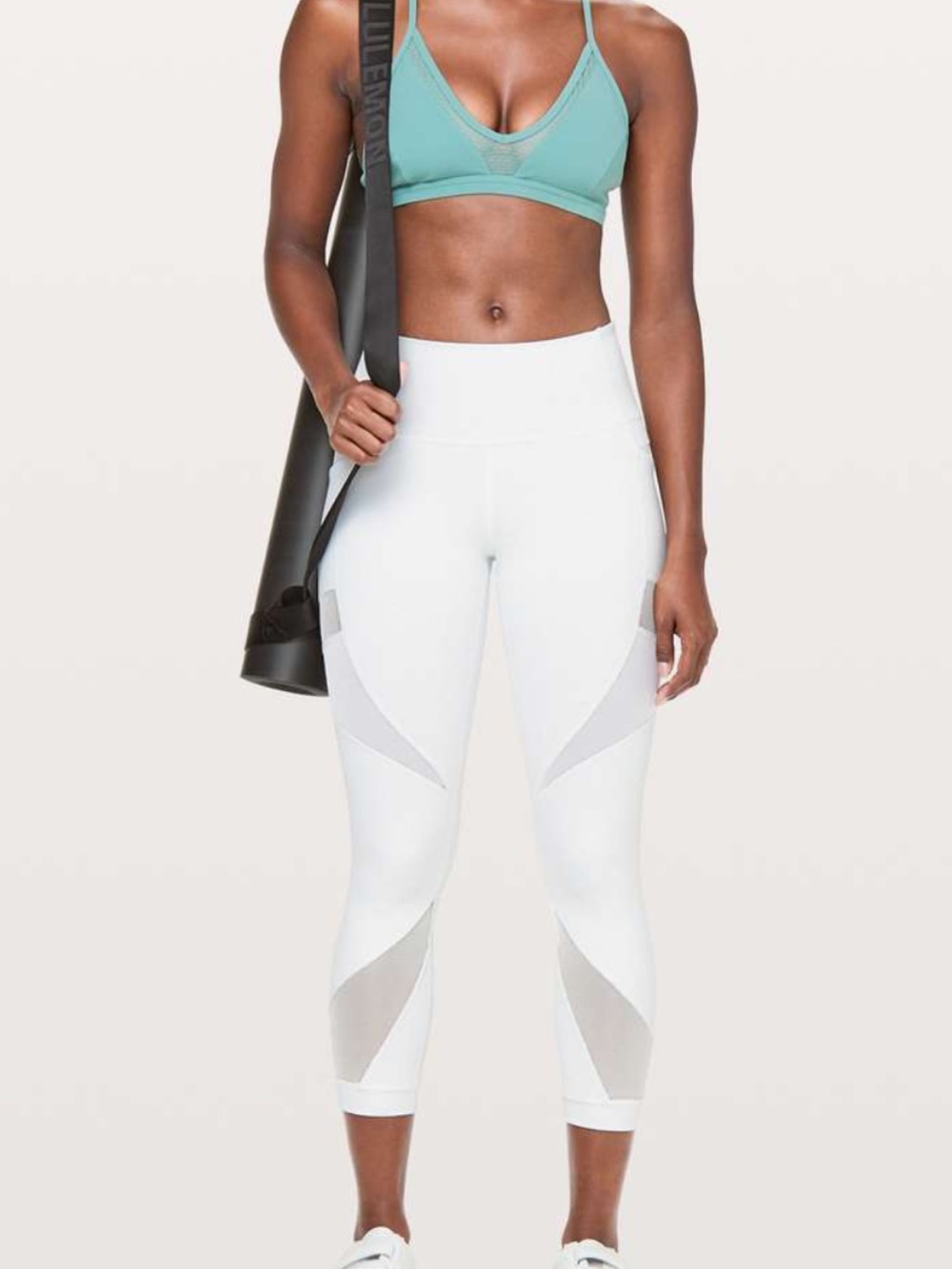 🩷Lululemon White High-Rise Mesh Crop Leggings